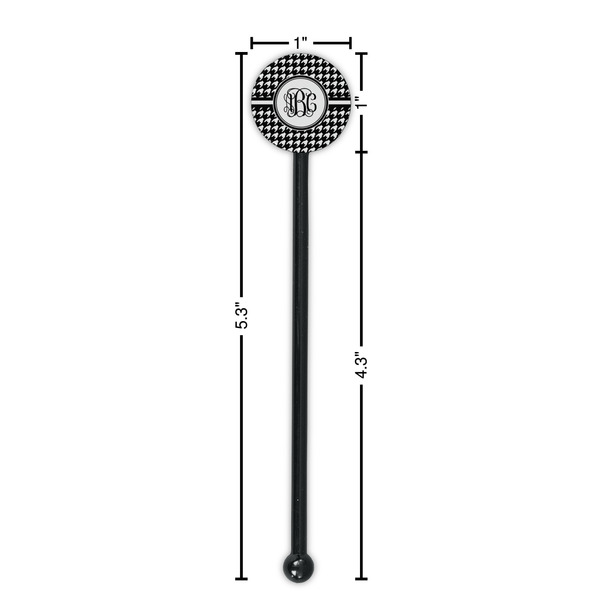 Houndstooth Black Plastic 5.5" Stir Stick - Round - Dimensions