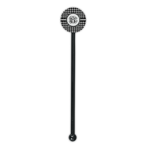 Houndstooth Black Plastic 5.5" Stir Stick - Round - Single Stick