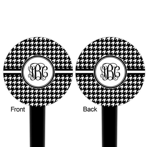 Houndstooth Black Plastic 6" Food Pick - Round - Double Sided - Front & Back