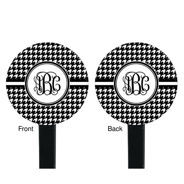 Houndstooth Black Plastic 7" Stir Stick - Double Sided - Round - Front & Back
