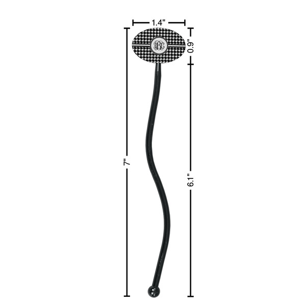 Houndstooth Black Plastic 7" Stir Stick - Oval - Dimensions