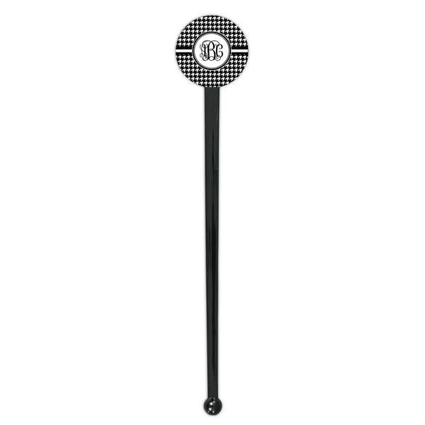 Houndstooth Black Plastic 7" Stir Stick - Round - Single Stick