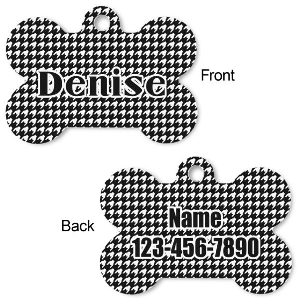Houndstooth Bone Shaped Dog ID Tag - Large - Approval