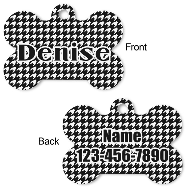 Houndstooth Bone Shaped Dog Tag - Front & Back