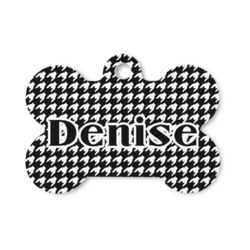 Houndstooth Bone Shaped Dog ID Tag - Small (Personalized)