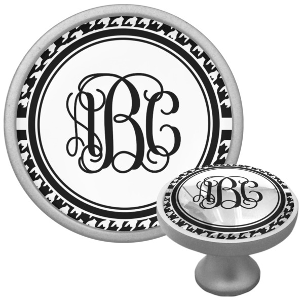 Custom Houndstooth Cabinet Knob (Silver) (Personalized)