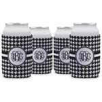 Houndstooth Can Cooler (12 oz) - Set of 4 w/ Monogram