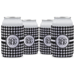 Houndstooth Can Cooler (12 oz) - Set of 4 w/ Monogram