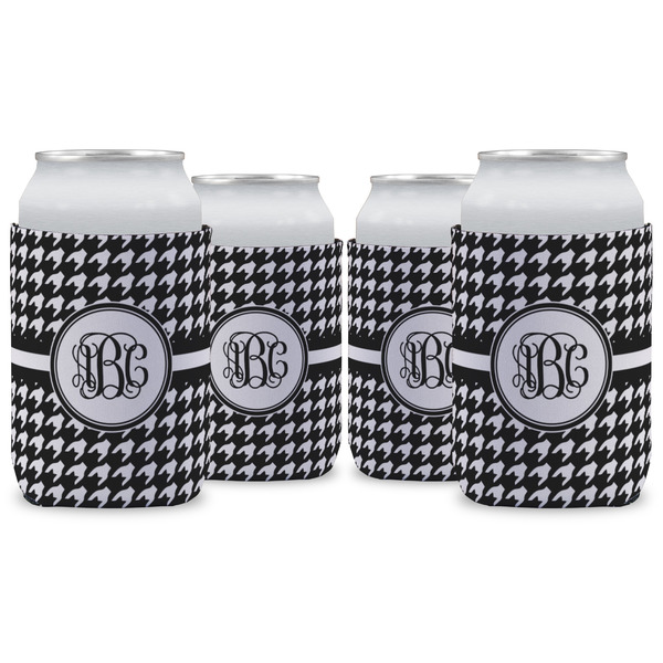 Custom Houndstooth Can Cooler (12 oz) - Set of 4 w/ Monogram