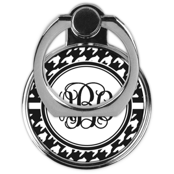 Houndstooth Cell Phone Ring Stand & Holder - Front (Collapsed)