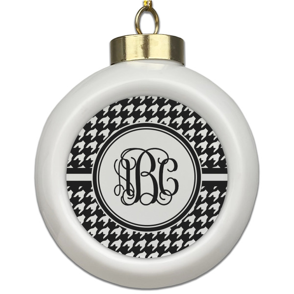 Custom Houndstooth Ceramic Ball Ornament (Personalized)