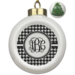 Houndstooth Ceramic Ball Ornament - Christmas Tree (Personalized)