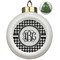 Houndstooth Ceramic Ball Ornament - Christmas Tree (Personalized)