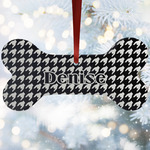 Houndstooth Ceramic Dog Ornament w/ Monograms