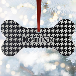 Houndstooth Ceramic Dog Ornament w/ Monograms