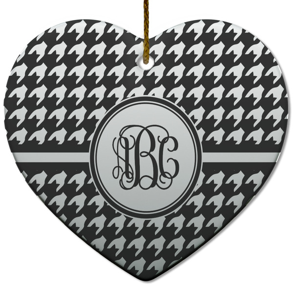 Houndstooth Ceramic Flat Ornament - Heart (Front)