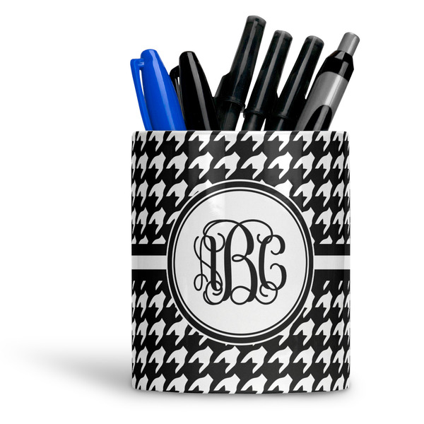 Custom Houndstooth Ceramic Pen Holder