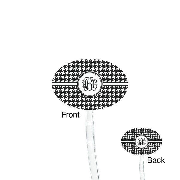 Houndstooth Clear Plastic 7" Stir Stick - Oval - Front & Back