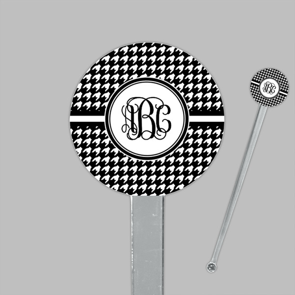 Houndstooth Clear Plastic 7" Stir Stick - Round - Closeup