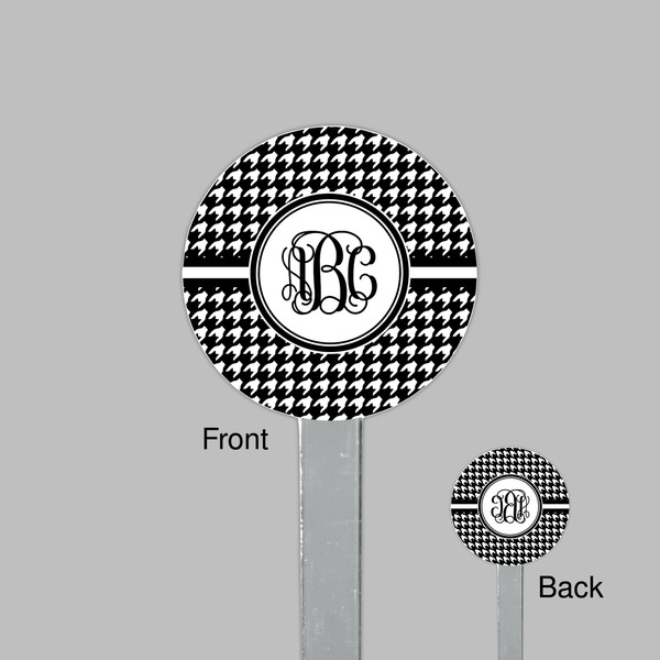 Houndstooth Clear Plastic 7" Stir Stick - Round - Front & Back