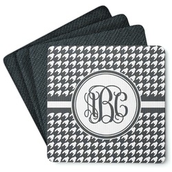 Houndstooth Square Rubber Backed Coasters - Set of 4 (Personalized)