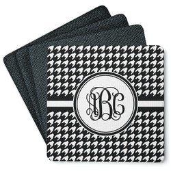 Houndstooth Square Rubber Backed Coasters - Set of 4 (Personalized)