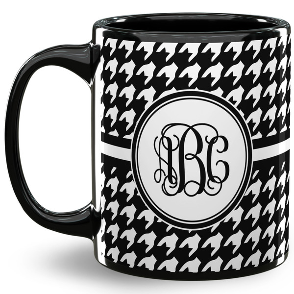 Custom Houndstooth 11 Oz Coffee Mug - Black (Personalized)