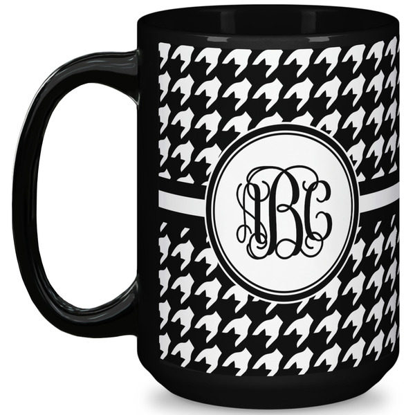 Custom Houndstooth 15 Oz Coffee Mug - Black (Personalized)