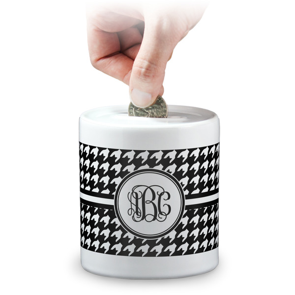 Custom Houndstooth Coin Bank (Personalized)