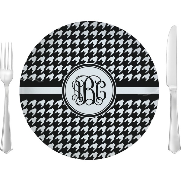 Custom Houndstooth Glass Lunch / Dinner Plate 10" (Personalized)
