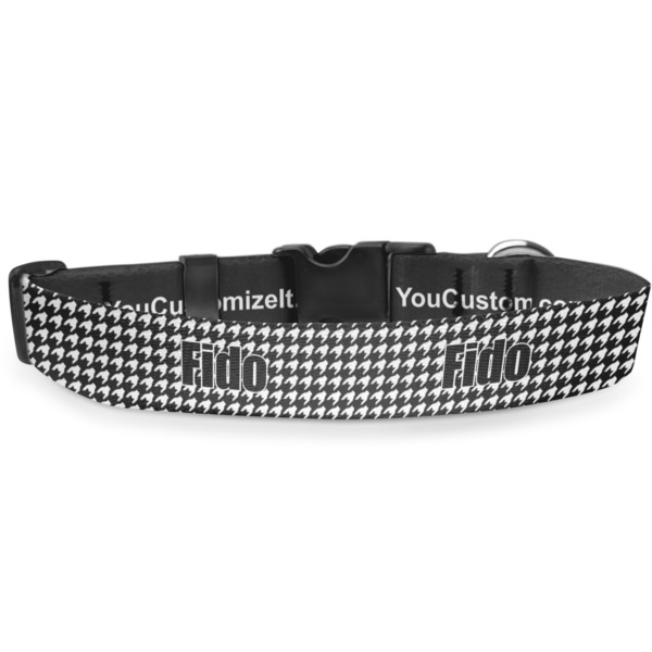 Custom Houndstooth Deluxe Dog Collar - Medium (11.5" to 17.5") (Personalized)