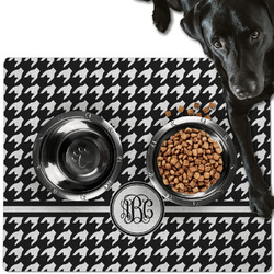 Houndstooth Dog Food Mat - Large w/ Monogram