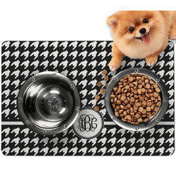 Houndstooth Dog Food Mat - Small w/ Monogram
