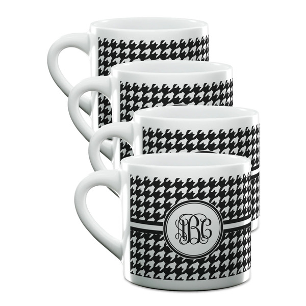 Custom Houndstooth Double Shot Espresso Cups - Set of 4 (Personalized)