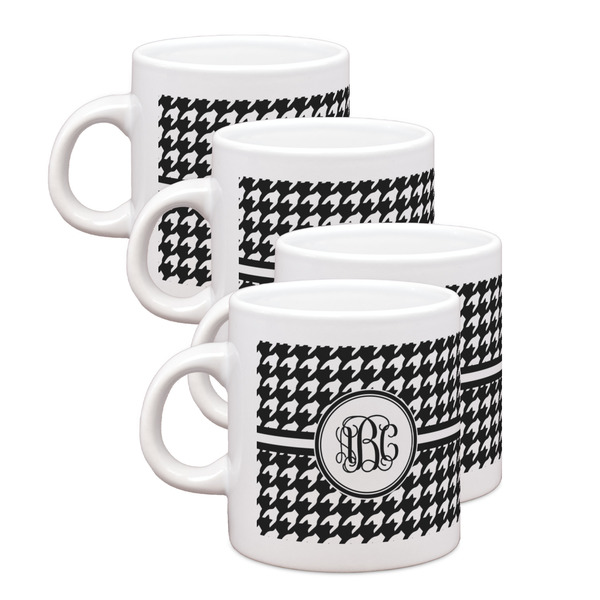 Custom Houndstooth Single Shot Espresso Cups - Set of 4 (Personalized)