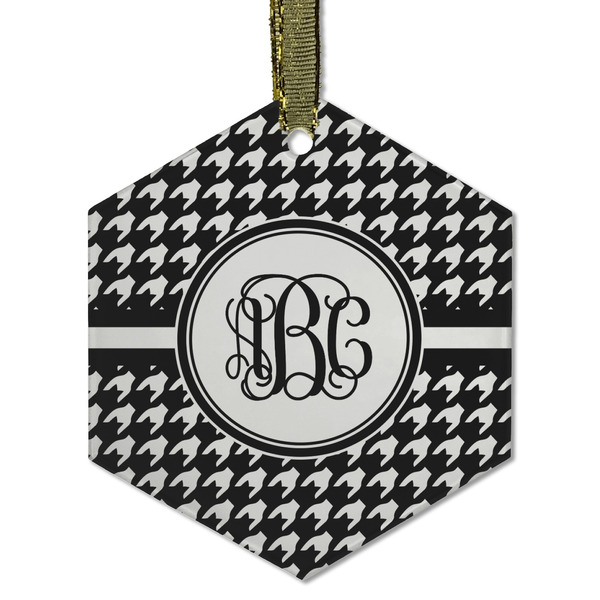 Houndstooth Frosted Glass Ornament - Hexagon
