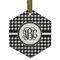 Houndstooth Frosted Glass Ornament - Hexagon