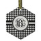 Houndstooth Flat Glass Ornament - Hexagon w/ Monogram