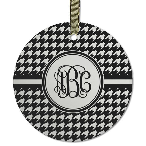 Houndstooth Frosted Glass Ornament - Round