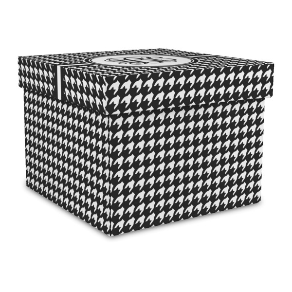 Custom Houndstooth Gift Box with Lid - Canvas Wrapped - Large (Personalized)