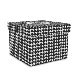Houndstooth Gift Box with Lid - Canvas Wrapped - Medium (Personalized)