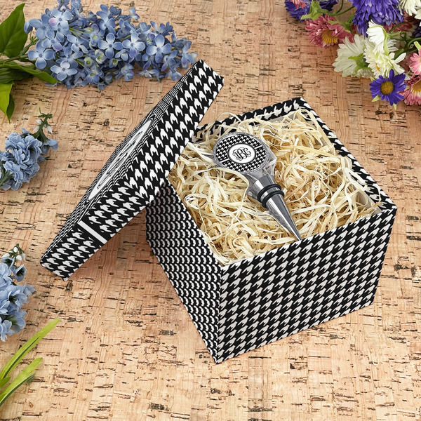Houndstooth Gift Boxes with Lid - Canvas Wrapped - Medium - In Context