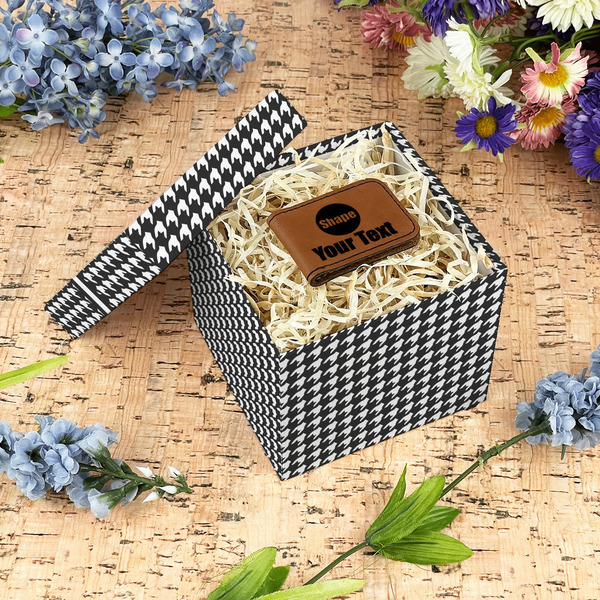 Houndstooth Gift Boxes with Lid - Canvas Wrapped - Small - In Context