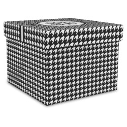 Houndstooth Gift Box with Lid - Canvas Wrapped - X-Large (Personalized)