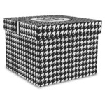 Houndstooth Gift Box with Lid - Canvas Wrapped - XX-Large (Personalized)