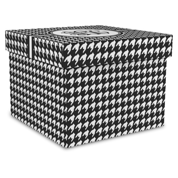 Custom Houndstooth Gift Box with Lid - Canvas Wrapped - XX-Large (Personalized)