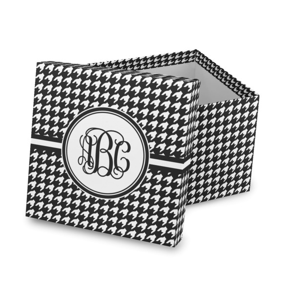 Custom Houndstooth Gift Box with Lid - Canvas Wrapped (Personalized)