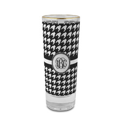 Houndstooth 2 oz Shot Glass - Glass with Gold Rim (Personalized)