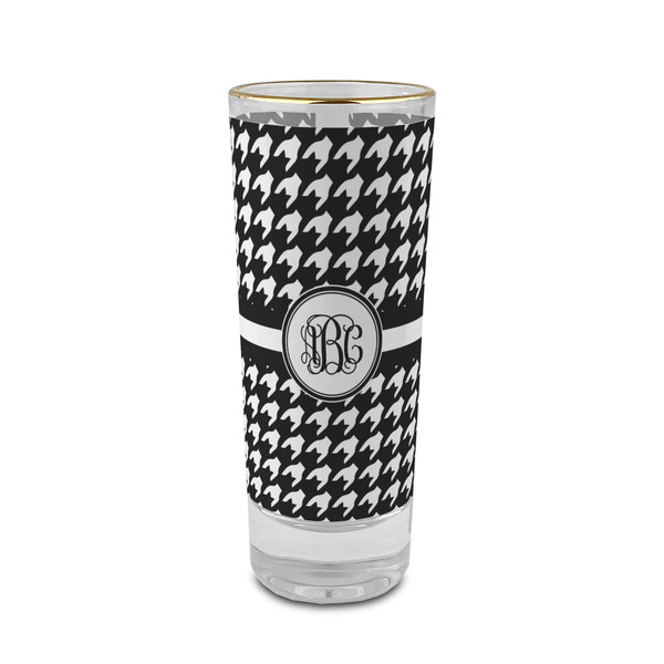 Custom Houndstooth 2 oz Shot Glass -  Glass with Gold Rim - Set of 4 (Personalized)