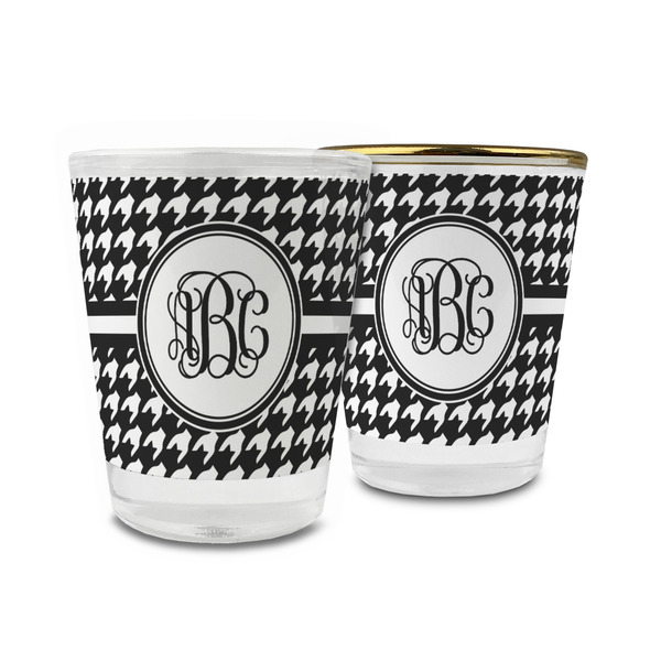 Custom Houndstooth Glass Shot Glass - 1.5 oz (Personalized)